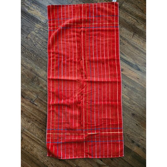 Lot 2 Vintage Jaime Bath TOWELS MCM Red White Stripped Cotton USA - Picture 2 of 11